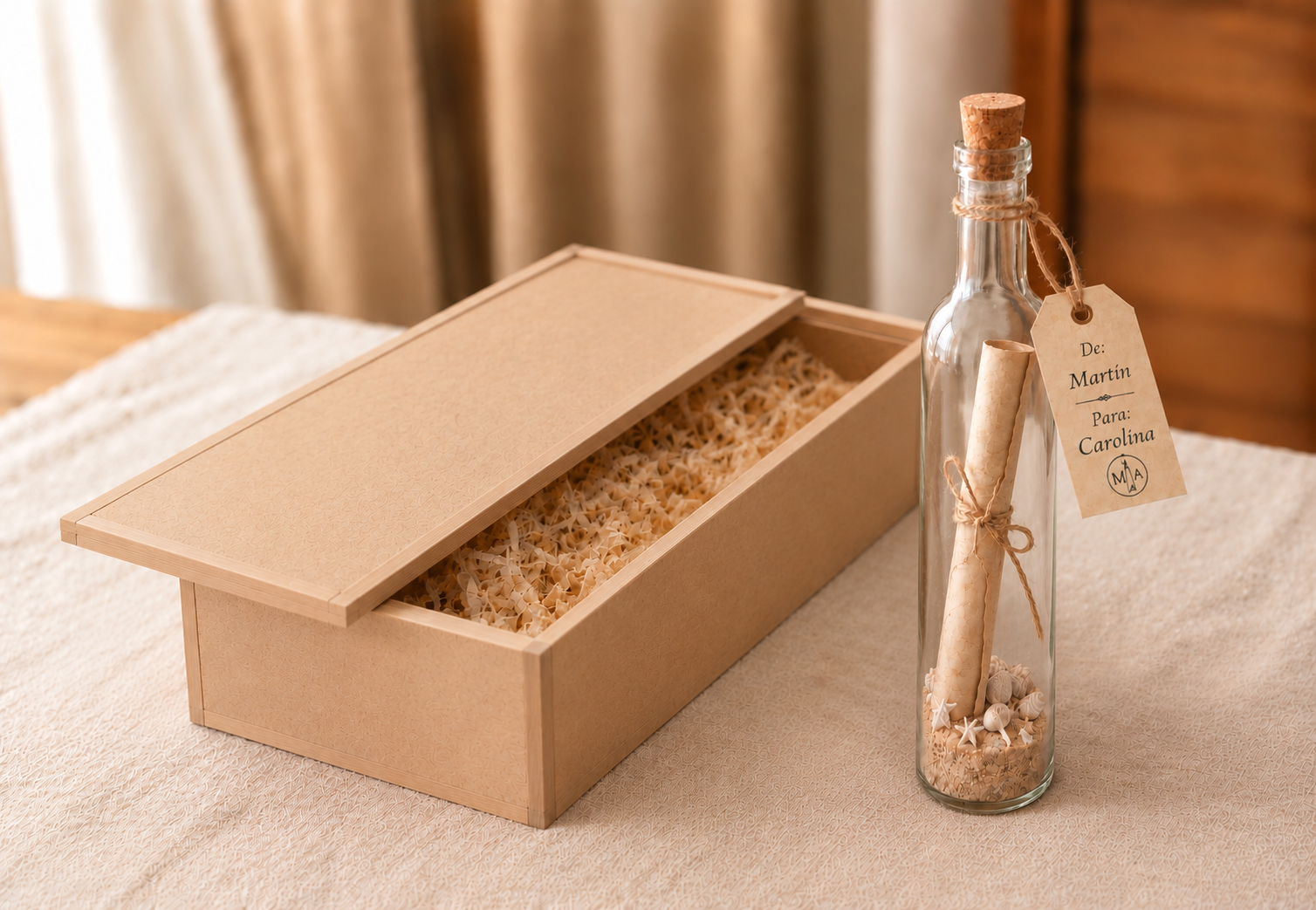 Presentación de MensajeARTE en caja de madera
